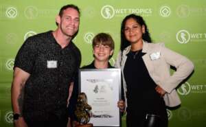 Tyler accepting his Young Cassowary Award. WTMA