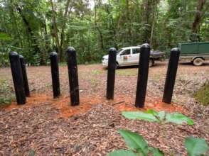 The Recycled Tyre Bollards Installed on Lot 32