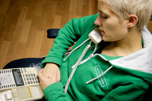 Youth Line volunteer on a shift