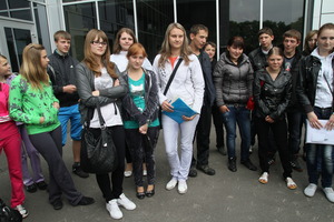 First meetinig of young people near shopping mall