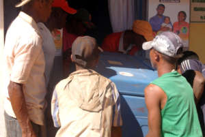 Delivering the refrigerator to the Health Canter