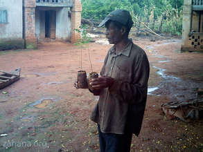 Master gardener with 2 Moringa oleifera seedlings