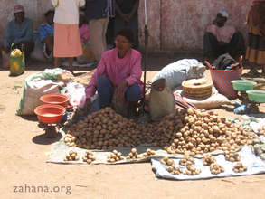Potato vendor in a market in Madagasscar