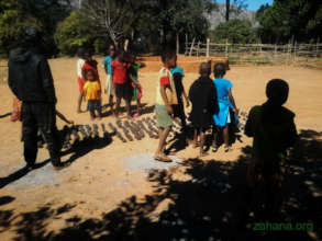 Seedballs made by students dry in the sun