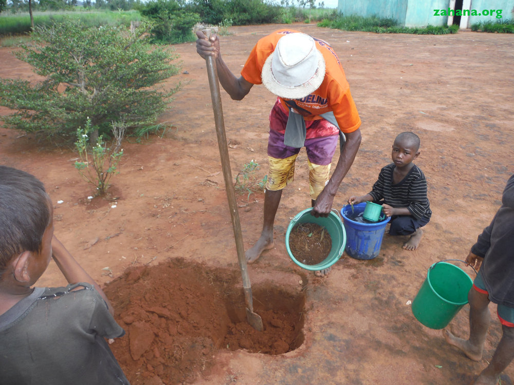 Digging a hole for the tree in the school yard