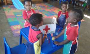 Children at work on an art project