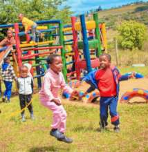 Children Enjoying New Play Structure