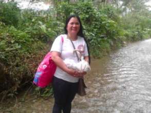 Walking thru floods to bring gifts of food