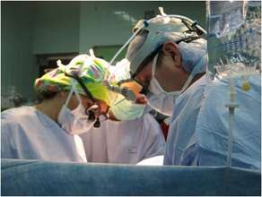 Skilled doctors' hands at work