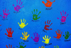 Handprints on the Kibera School for Girls walls