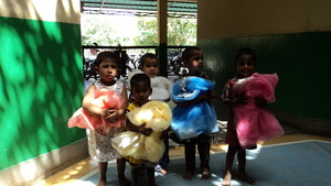 Tiny Tots with their Mosquito Nets