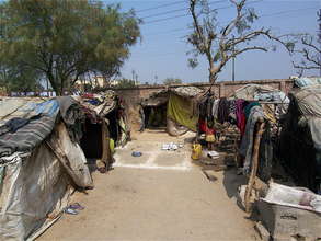 A housing encampment where children live