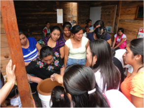 Women observing the proper handling of the filters