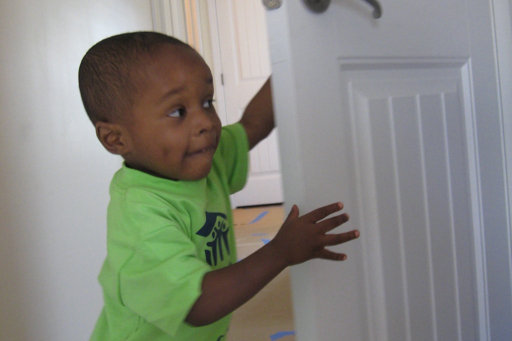Experiencing the joy of exploring his new home