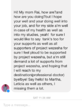 Facebook Message from Tumsifu