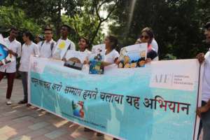 students during awareness campaign