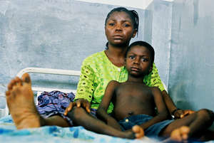 A malaria patient at Merlin's Kindu Hospital
