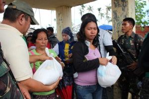 Families receiving relief packages!