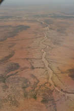 View of the dry Sahel region from the airplane