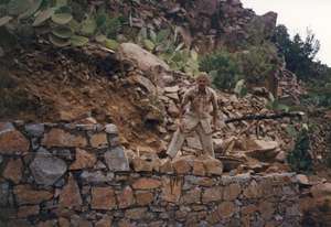 Construction of poultry house back wall, 1995
