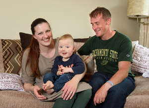 Sebastian at home with Mum and Dad