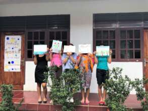 Residents with an art project