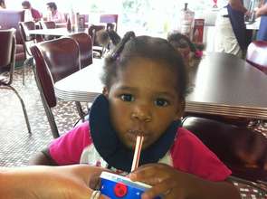 Frantina enjoying a milkshake!