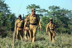 Guards on anti-snare walk in south India