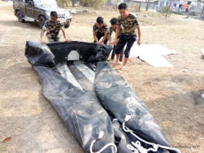 Frontline forest staff with Inflatable boat