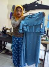 Bibah with her creation