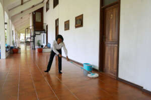 Cleaning the public area