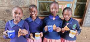 Having breakfast at the Fountain of Hope School.