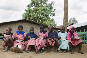 Primary School kids enjoying their lunch
