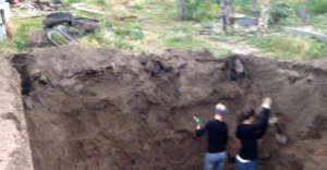 International volunteers digging out the walapini