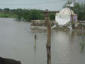 Installed Hand Pump under flood water..