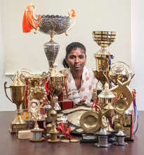 Parvati with the prizes she has won over the years