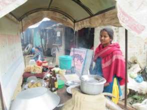 Santoshi at her food stall