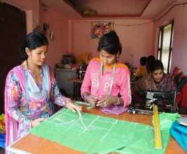 Sharmila is training other girls in her shop