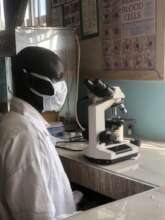 Moses (Lab tech) on duty in the new laboratory