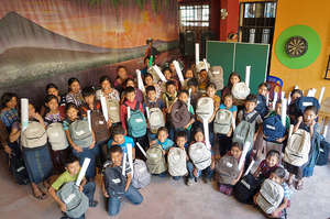 Sponsorship students from Panabaj with supplies