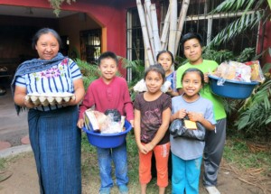 Happy family with their holiday gifts