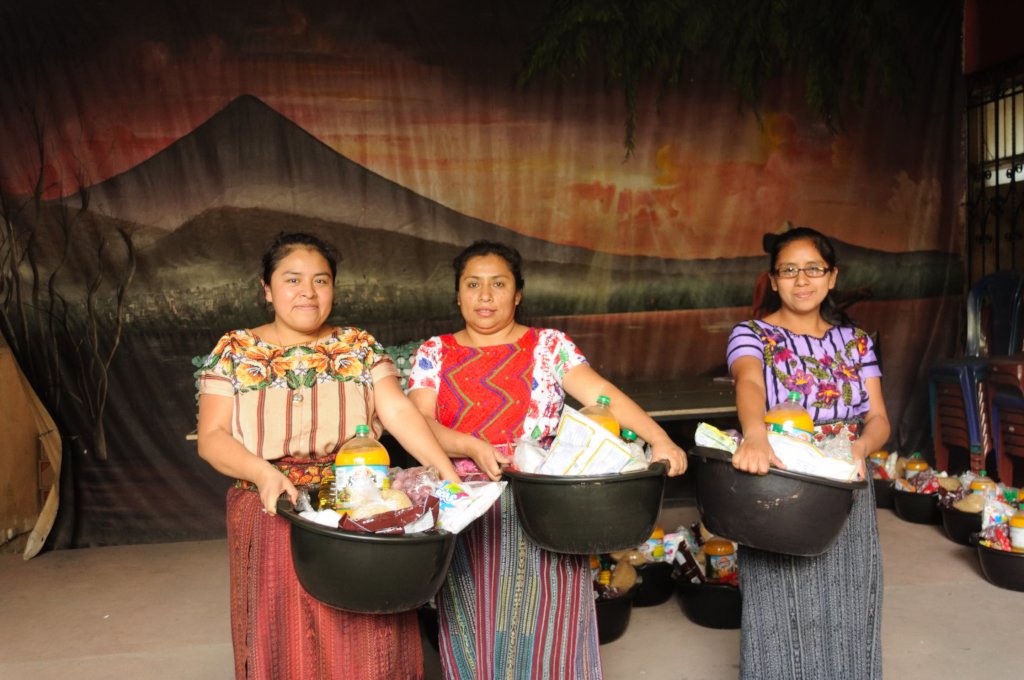 Preparing Christmas baskets for sponsored students