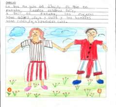 Elena's drawing shows her town's traditional dress