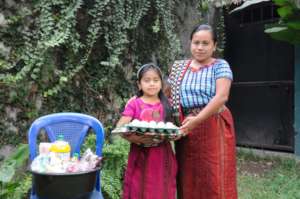 Sponsored student Maria del Rosario and her mother