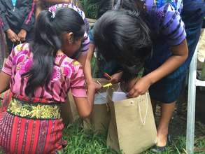 Students checking out their new school goodies