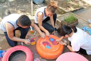 Painting tire chairs