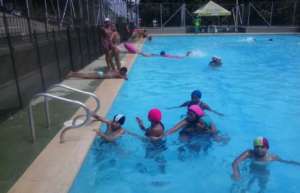 Having fun at the pool party!