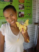 Lalaina with Malagasy Comet Moth