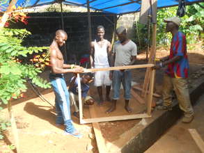 Building of latrine cover frame