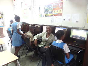 CEF President with Students in the Computer Area